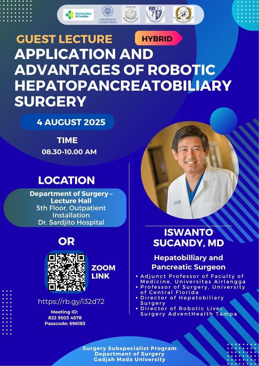 Featured image for “Professor Dr. Sucanday Speaks at Gadjah Mada University Department of Surgery for 2025 Grandrounds”